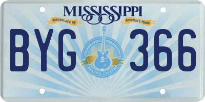 MS license plate BYG366