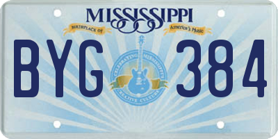 MS license plate BYG384