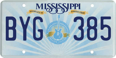 MS license plate BYG385