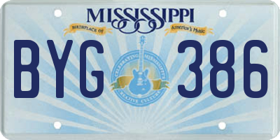 MS license plate BYG386