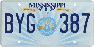 MS license plate BYG387