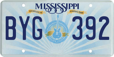 MS license plate BYG392