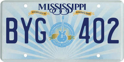 MS license plate BYG402