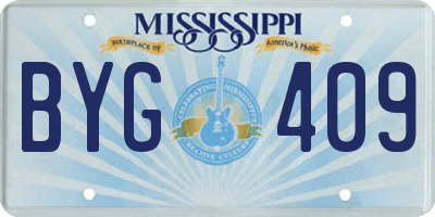 MS license plate BYG409