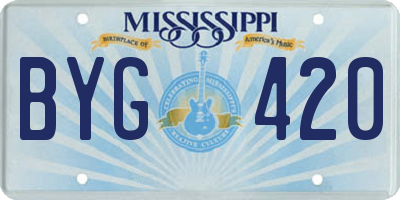 MS license plate BYG420
