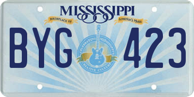 MS license plate BYG423