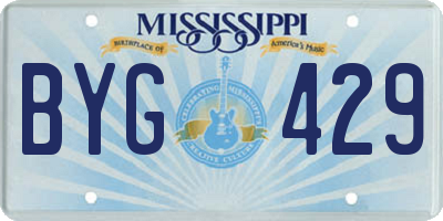 MS license plate BYG429