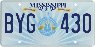 MS license plate BYG430