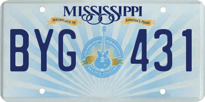 MS license plate BYG431