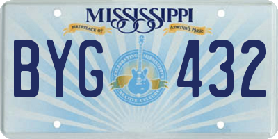 MS license plate BYG432