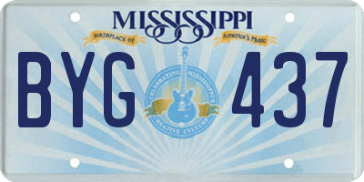 MS license plate BYG437