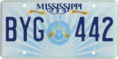 MS license plate BYG442