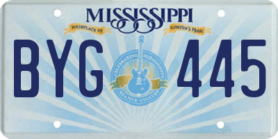 MS license plate BYG445