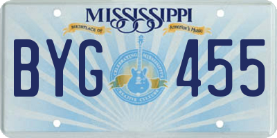 MS license plate BYG455