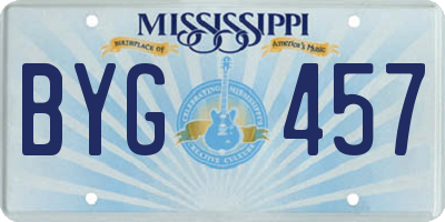 MS license plate BYG457