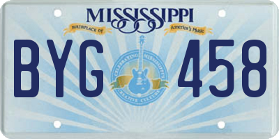 MS license plate BYG458