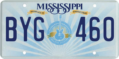 MS license plate BYG460