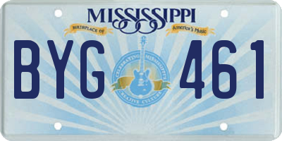 MS license plate BYG461