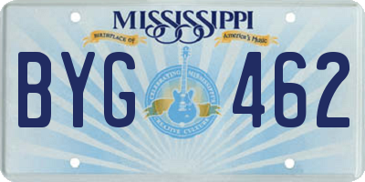 MS license plate BYG462