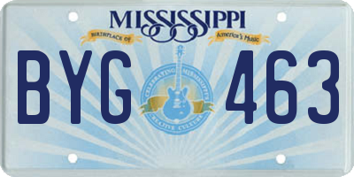 MS license plate BYG463