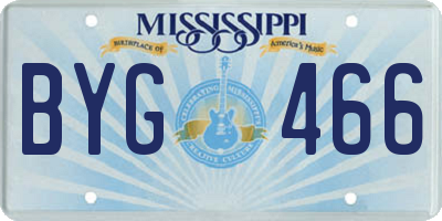 MS license plate BYG466