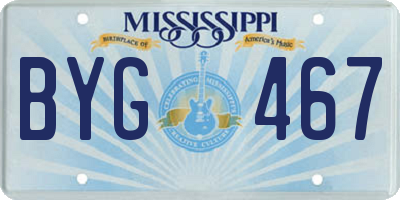 MS license plate BYG467
