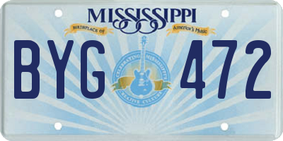 MS license plate BYG472