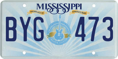 MS license plate BYG473