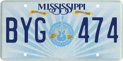 MS license plate BYG474