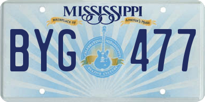 MS license plate BYG477