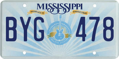 MS license plate BYG478