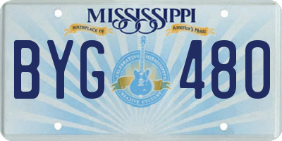 MS license plate BYG480