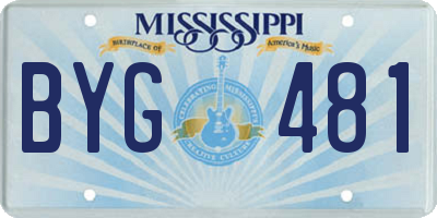 MS license plate BYG481