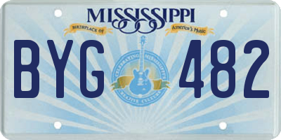 MS license plate BYG482