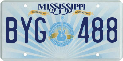 MS license plate BYG488