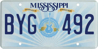MS license plate BYG492