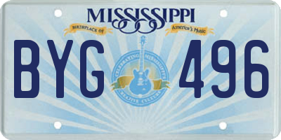 MS license plate BYG496
