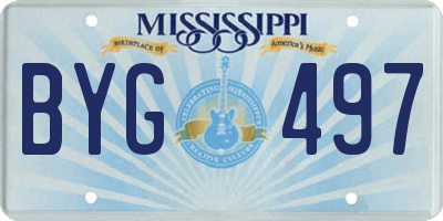 MS license plate BYG497