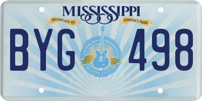 MS license plate BYG498