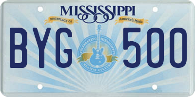 MS license plate BYG500