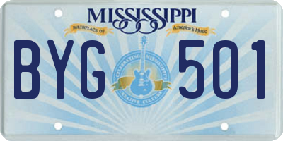 MS license plate BYG501