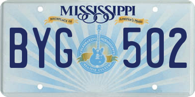 MS license plate BYG502
