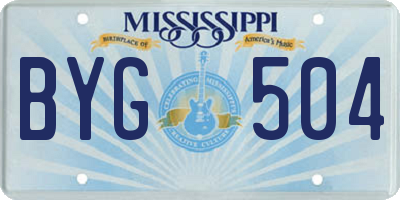 MS license plate BYG504
