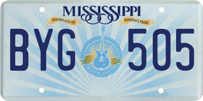 MS license plate BYG505