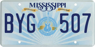 MS license plate BYG507