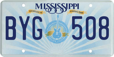 MS license plate BYG508
