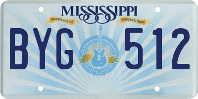 MS license plate BYG512