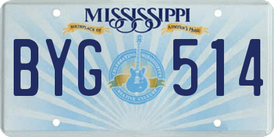 MS license plate BYG514