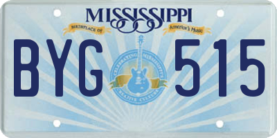 MS license plate BYG515