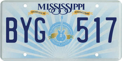 MS license plate BYG517